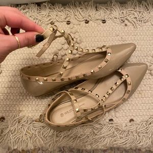 Beige Studded Valentino Dupe Flats